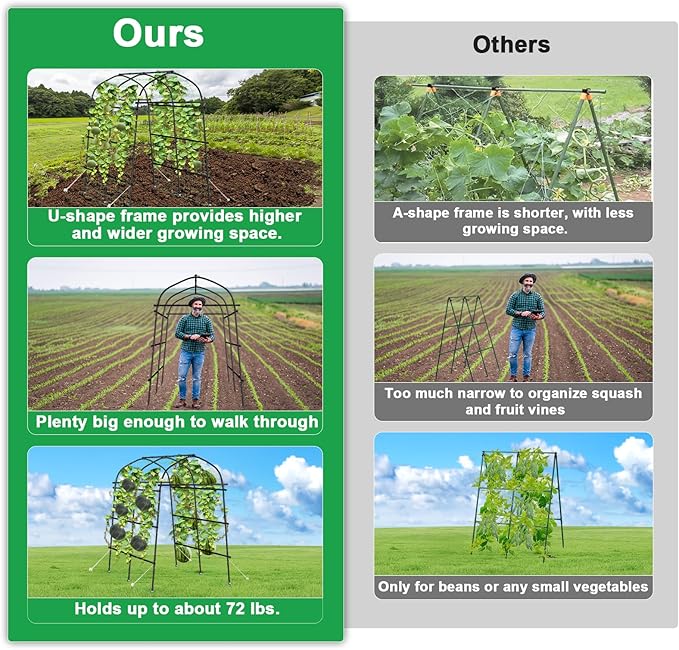 Garden Arch Trellis for Climbing Plants Outdoor, 7ft Extra Tall Metal Walkway Trellis Cucumber Arch Trellis Archway Arbor Tunnel Large Trellis for Climbing Vines Vegetable Grape Garden Raise Bed
