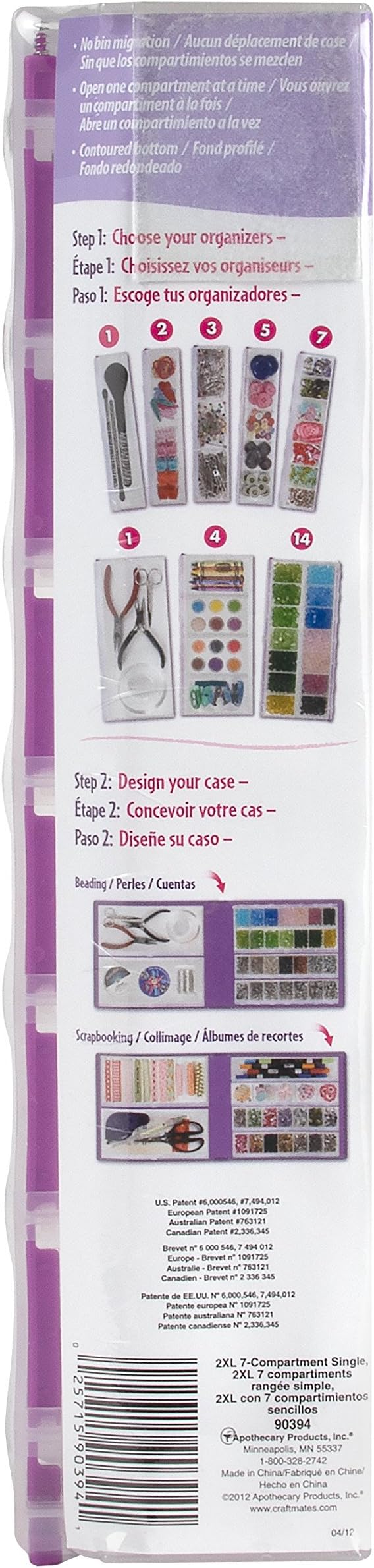Craft Mates Bead Organizer, 7 Locking Compartments, Plastic Storage (2XL) | Clear Plastic Storage for Buttons, Pins, Jewelry, Diamond Art & Craft Supplies, Large Portable Organizer for Crafters