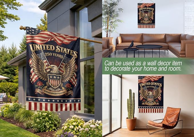 1776-2026 Commemorative, 250 Anniversary Usa Flag, Dualided Design, American 250th Anniversary Patriotic Design, American Flag With Eagle, Garden Flags For Outside 2 (30x40 Inch)
