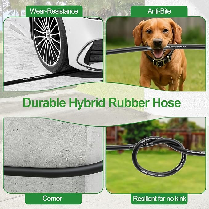 SPECILITE Metal Garden Hose Reel With 100 Ft Hose, 900PSI Burst, Heavy Duty UV Resistant Wall Mount/Freestanding Spool with Nozzle, Brass Fittings, 360° Rotation Frame for Yard