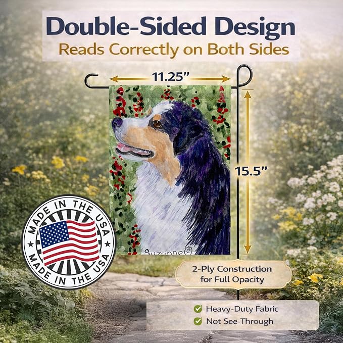 Caroline's Treasures SS8845GF Australian Shepherd Garden Flag Mailbox Flag Decorative Yard Flag Banner Outside Patio Artwork Yard Flower Beds, Garden Size, Multicolor