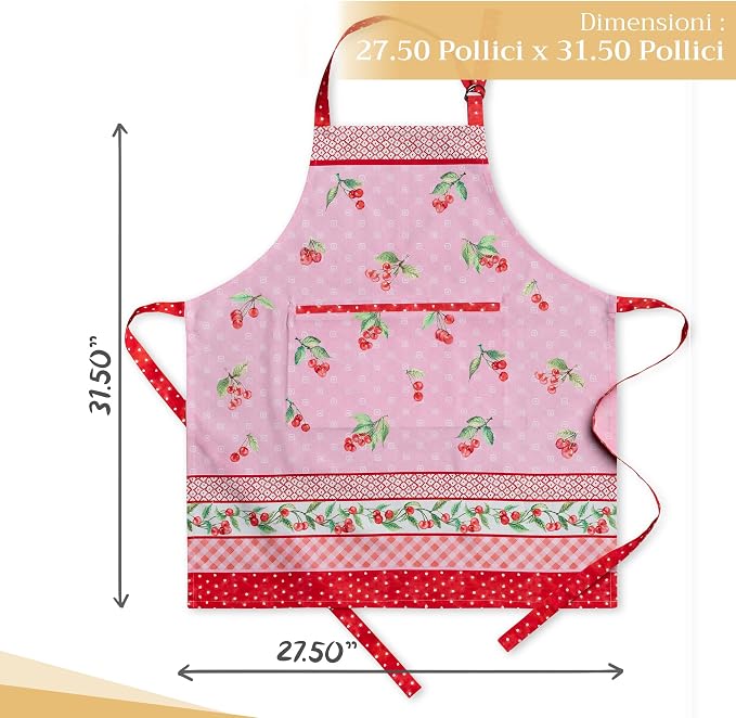 Maison d' Hermine Aprons for women with Pocket 100% Cotton (27.50"x31.50") | Adjustable Neck Strap & long ties Apron Men Chef Wedding Cooking Gardening Server Maid