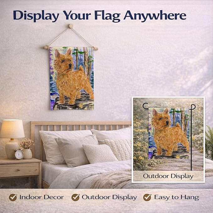 Caroline's Treasures SS8011BGF Norwich Terrier Garden Flag Mailbox Flag Decorative Yard Flag Banner Outside Patio Artwork Yard Flower Beds, Garden Size, Multicolor
