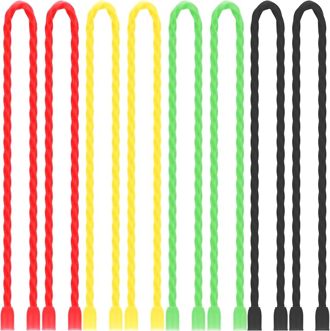TRIPLE DEER 8Pcs 12-Inch Silicone Cable Ties Colorful Reusable Steel-Core Silicone Twist Gear Tie Straps for Bundling and Organizing, Bendable Holder Strap for Indoor and Out All Purpose