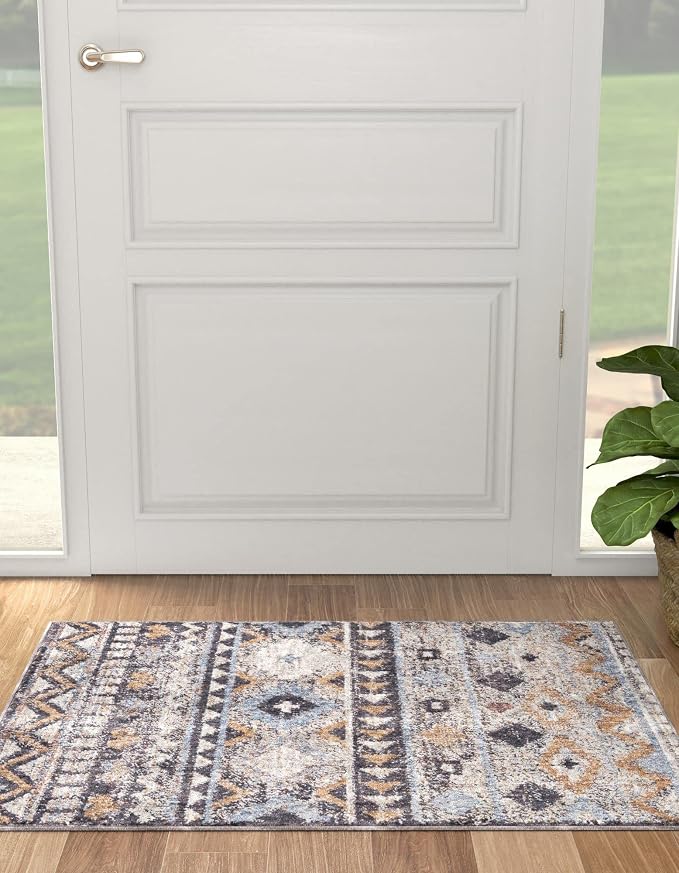 Unique Loom Eco Southwestern Collection Area Rug - Tubac (Rectangular 5' 3" x 8' 0", Khaki Gray/Black)
