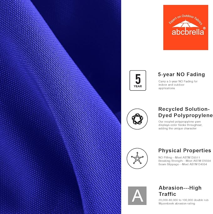 ABCCANOPY OLEFIN® 5-Year No Fading 9FT Patio Umbrella, Outdoor Table Umbrella with 8 Sturdy Ribs for Deck, Backyard, Yard (Deep Blue)