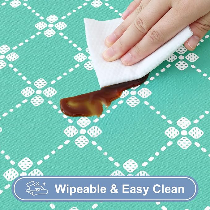 misaya Rectangle Vinyl Table Cloth, Elastic Fitted Tablecloth with Flannel Backing, Waterproof Plastic Table Cover Fits 4 Foot Folding Tables for Picnic, Camping, Indoor and Outdoor (Aqua, 30" x 48")