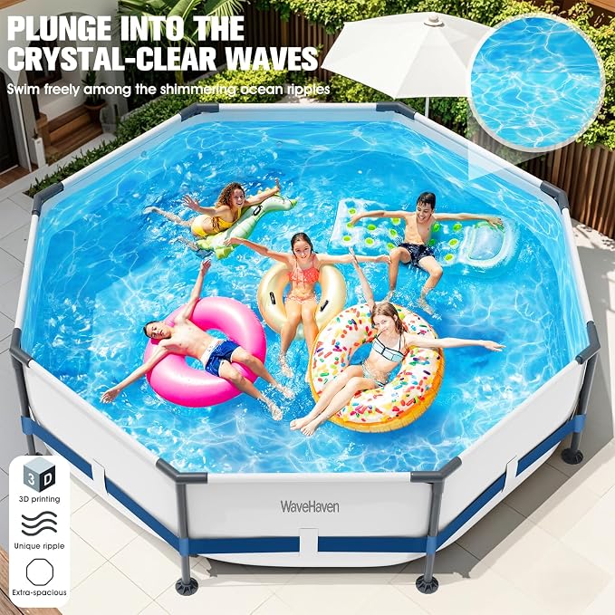 Above Ground Pool,10ft x 30in Frame Deep Swimming Pool-Deep Blue | Family Pool,Large Above Ground Pool Easy Set,1200 Gallon Pool,Outdoor Backyard Pool for Kids,Adults,Pump Not Included