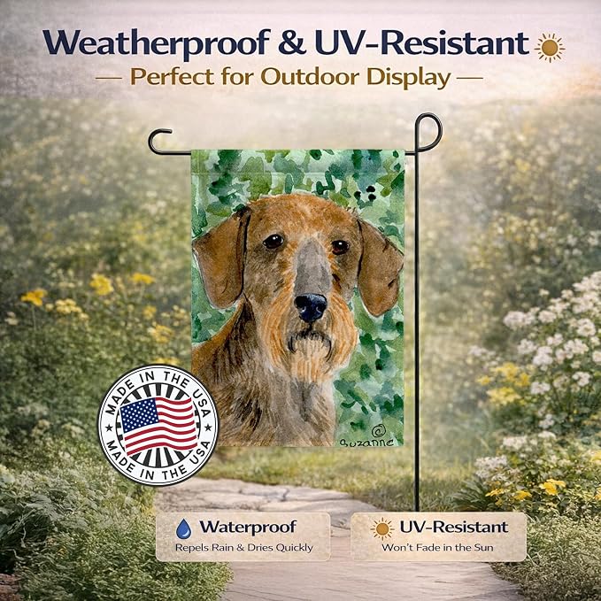 Caroline's Treasures SS8806GF Dachshund Garden Flag Mailbox Flag Decorative Yard Flag Banner Outside Patio Artwork Yard Flower Beds, Garden Size, Multicolor