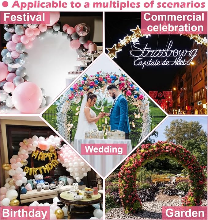 Queension Extra Large Wedding Arch for Ceremony 8.5Ft Wide 7.4Ft High, Metal Balloon Arches Backdrop Stand with Base for Party Supplies, Outdoor Garden Trellis for Climbing Plant, Round Frame, Black
