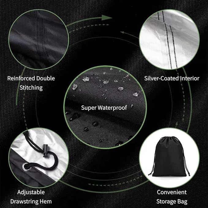 Push Lawn Mower Cover for Outdoor, Large 94 x 19.5 x 13.5 in Waterproof Lawnmower Cover 210D Oxford Fabric, Heavy Duty Mower Cover with Storage Bag