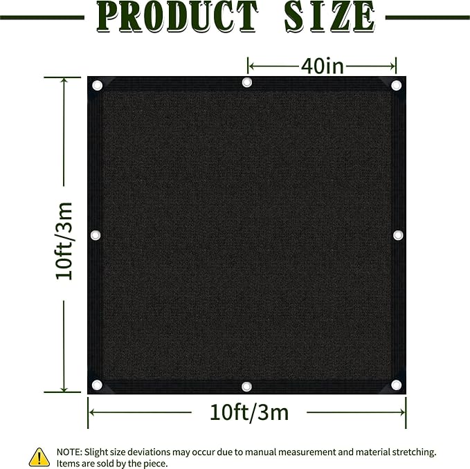 40% Shade Cloth for Garden,10×10FT Durable HDPE Mesh with Grommets, Sun Protected Garden Shade Netting for Vegetables Flowers Greenhouse Patio, Yard