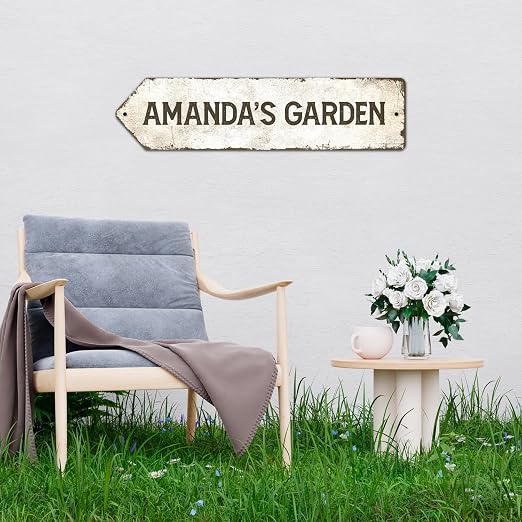 Rustic Custom Sign, Personalized Left Directional Metal Composite Street Sign for Indoor and Outdoor Use 6x24 Inches, ACM Made in the USA