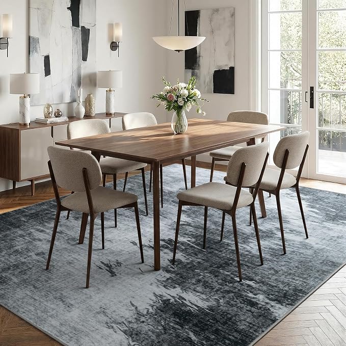 6x9 Large Abstract Watercolor Gradient Area Rug Machine Washable | Low Pile Non-Slip Non-Shedding Aesthetic Carpet for Living Room, Dining Room, Office, Mid-Century Modern Home Decor