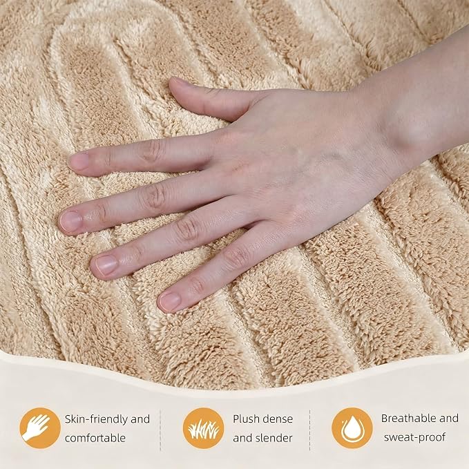 Camel Geometric 5x7 Solid Area Rug, Washable for Living Room Bedroom | Ultra Soft Thick Boho High-Low Pile Texture Indoor Carpet, Fluffy, Non-Slip Rugs for Bedroom, Kids Room, Nursery, Home Office