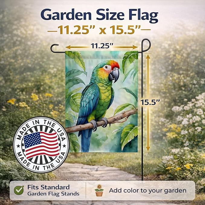 Caroline's Treasures Amazon Parrot Garden Flag Mailbox Flag Decorative Yard Flag Banner Outside Patio Artwork Yard Flower Beds, Garden Size, Multicolor