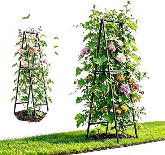 Zhongma Metal Garden Trellises Heavy Duty Plant Support Trellis(16"x 77"H A-Frame)