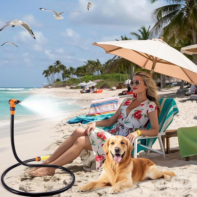 Standing Misters for Outside Patio, Thickened Pipe 360° Adjustable Nozzle Portable Outdoor Misting System for Cooling, Outdoor Water Mister Kit for Backyard Pool BBQ Pets Porch Sprinkler