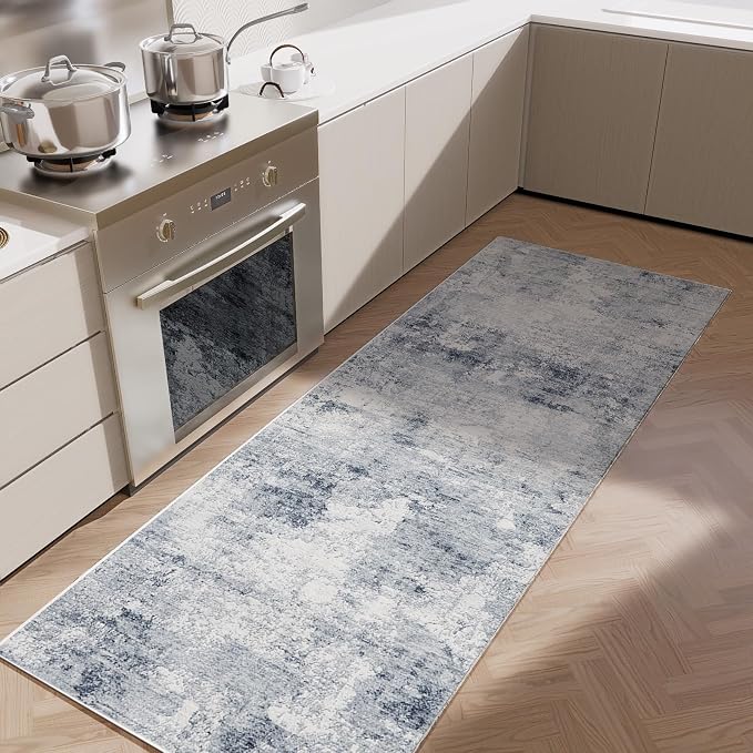 Machine Washable Runner Rugs for Kitchen: 2'x6' Hallway Runner Rug Non Slip Floor Rug with Rubber Backing Faux Wool Soft Low Pile Non Shedding Carpet Runners for Entryway Bedroom Bathroom Farmhouse