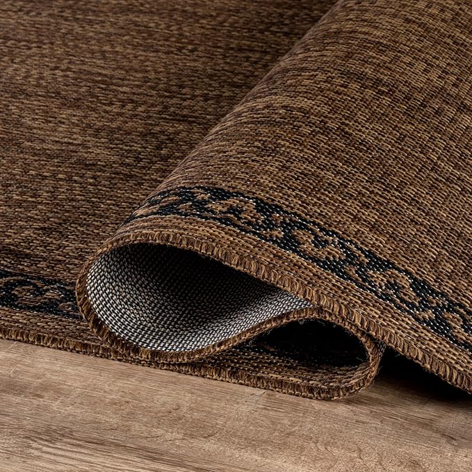 Washable Outdoor Rug 6x9 Modern Area Rugs Outdoor Carpets Bordered Pattern Non Shedding Waterproof Easy Clean Patio Deck Porch Living Room Bedroom Garden RV (6 X 9 Gold)