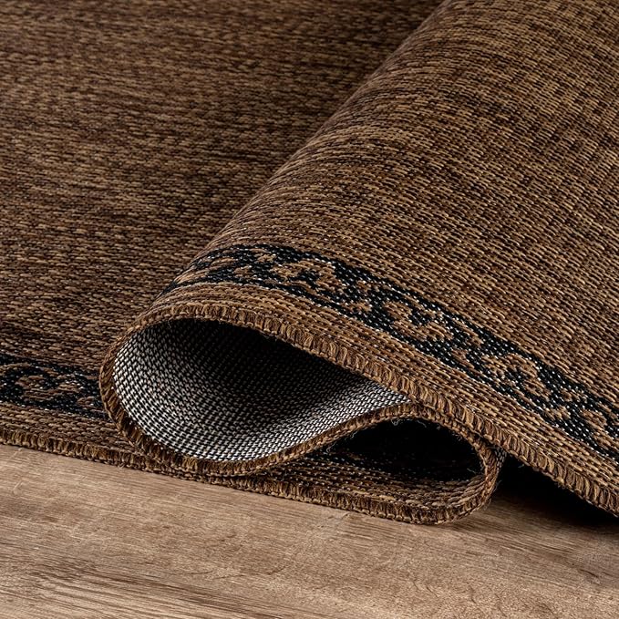 Washable Outdoor Rug 8x10 Modern Area Rugs Outdoor Carpets Bordered Pattern Non Shedding Waterproof Easy Clean Patio Deck Porch Living Room Bedroom Garden RV (8 X 10 Gold)