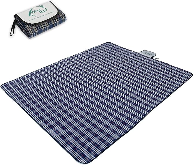 Wind Tour Waterproof Foldable Picnic Mat for Outdoor 59 x 71 Inches Blue | Waterproof & sandproof mat, 59 x 71 Inches navy blue single mat, perfect for camping, beach, park, hiking & fishing blanket