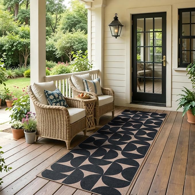 Lahome Semi Circle Easy Jute Kitchen Runner Rug, 2x6 Non Slip Runner Rug | Indoor Outdoor Non Slip Stain Resistant Carpet for Hallway Entry Laundry Room