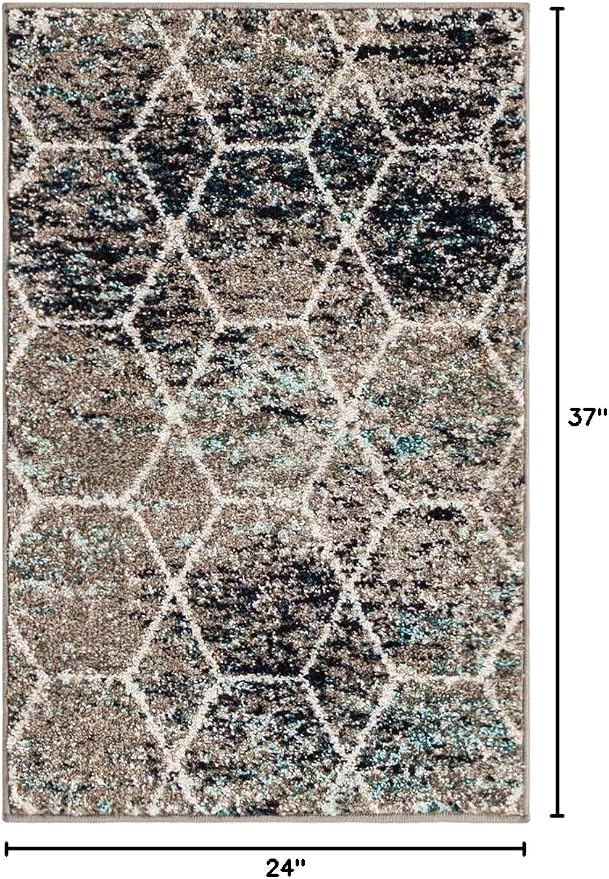 Unique Loom Trellis Frieze Collection Area Rug - Geometric (2' x 3', Blue Multi/ Ivory)