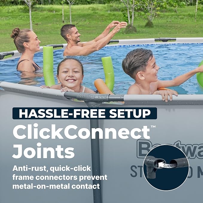 Bestway Steel Pro MAX 14' x 48" Above Ground Pool, Round Metal Frame Outdoor Swimming Pool Set with Filter Pump, Ladder, and Cover, Gray