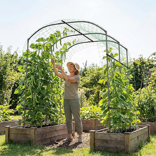 DoCred Large Garden Arch Trellis for Climbing Plants, 87'' H x 75'' L x 71'' W Outdoor Grape Vine Trellis Arch Arbor Gazebo, Grape Trellis for Climbing Plants, Courtyard and Garden Decoration, Black