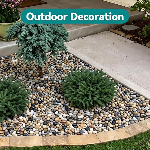 30 lbs River Rocks, 1-1 1/2 inch Plant Rocks for Pots Indoor, Decorative Garden Rocks Outdoor Landscaping, Polished Natural Stone for Walkways, Yard, Vases, Crafts
