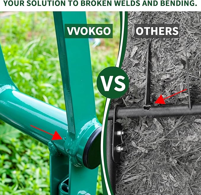 VVOKGO Broadfork Garden Tool with 11.8" Long Tines, 5-Tine Broad Fork for Gardening Heavy Duty, Unbreakable Garden Fork & Hand Tiller for Farm Digging, Crushing, Aerating Soil
