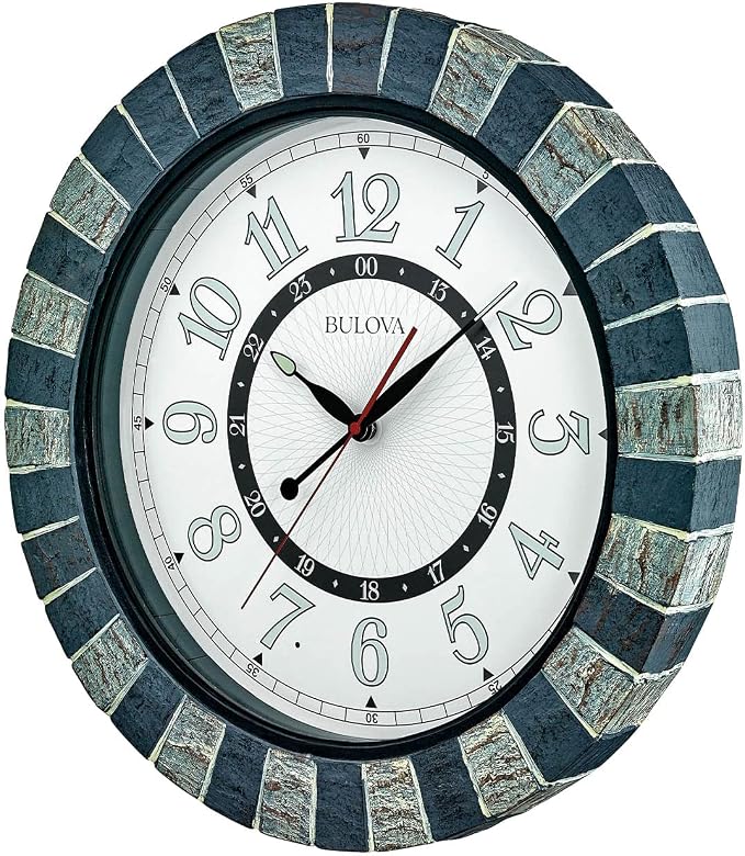 Bulova C3392 Outdoor Lighted Patio Clock | Weather-Resistant | Large Numerals | Elegant Finish | Outdoor | Battery Powered