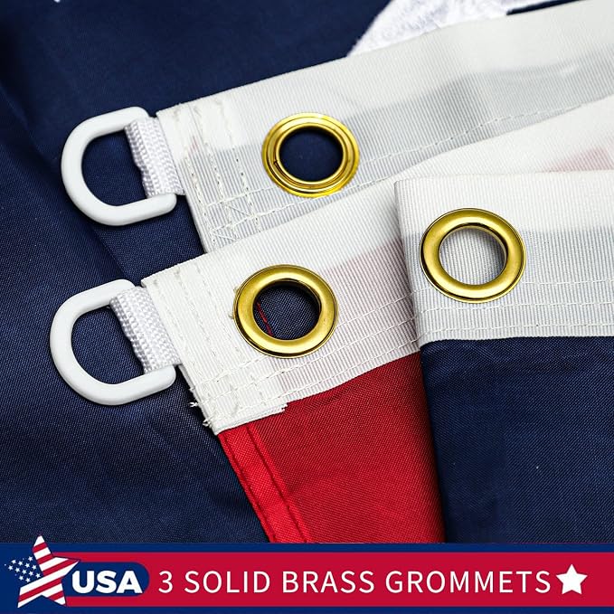 Large 5x8 FT American Flags for Outside,High Wind Durable USA Flag Outdoor, Embroidered Stars,Sewn Stripes,3 solid brass grommets,Heavy Duty Nylon All Weather US Flag