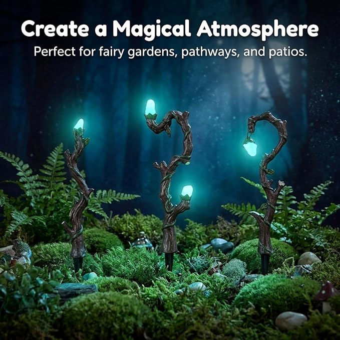 Lulu Decor, Cast Iron Fairy Lamps Garden Decor Fairy Garden Accessories (Set of 7)