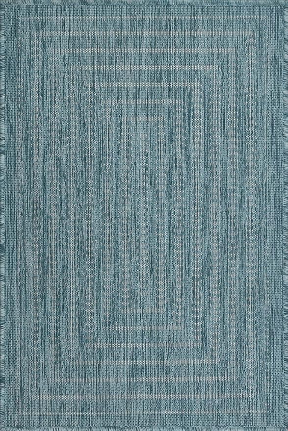 Adiva Rugs Outdoor Indoor Area Rug, Weather Resistant, Easy to Clean, Stain Resistant Floor Mat for Dining Room, Backyard, Deck, Patio (Aqua Weiss, 2' x 3')