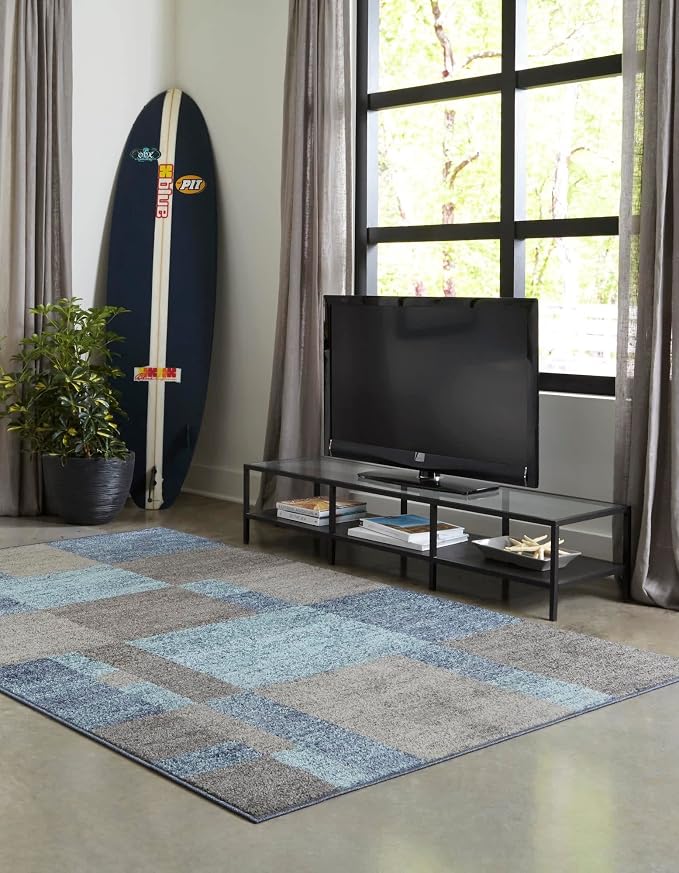 Unique Loom Autumn Collection Area Rug - Providence (2' x 3' 1" Rectangle, Blue Gray/ Light Brown)