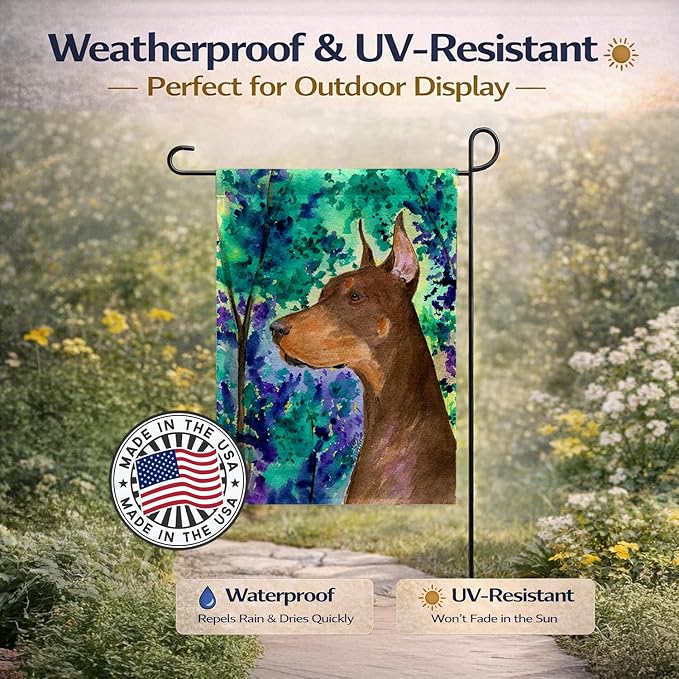 Caroline's Treasures SS8457GF Doberman Garden Flag Mailbox Flag Decorative Yard Flag Banner Outside Patio Artwork Yard Flower Beds, Garden Size, Multicolor