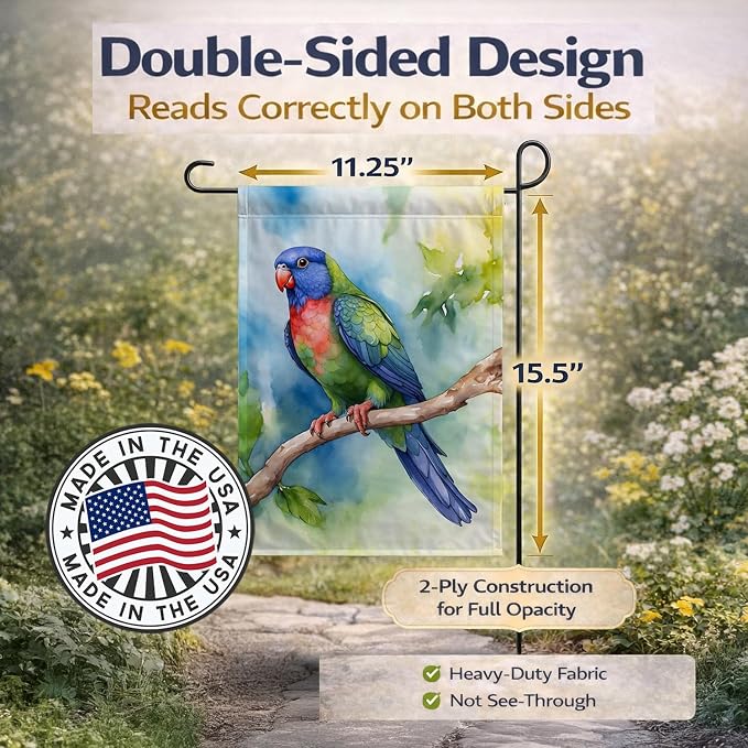 Caroline's Treasures Pionus Garden Flag Mailbox Flag Decorative Yard Flag Banner Outside Patio Artwork Yard Flower Beds, Garden Size, Multicolor