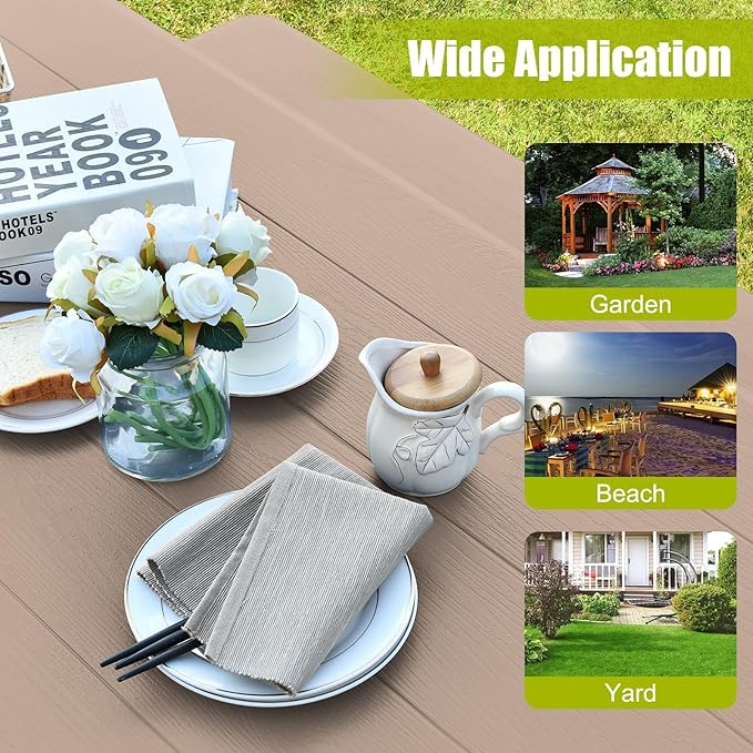 HAPPYGRILL Outdoor Picnic Table Bench Set with Metal Frame, Camping Table Set for Patio Backyard Poolside Garden Dining Party