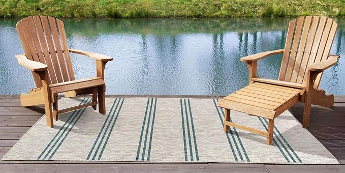 Unique Loom Jill Zarin Outdoor Collection Area Rug - Anguilla (2' 2'' x 3' 1'' Rectangle, Light Gray/ Teal)