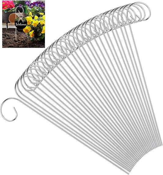 30 Pcs 30 cm/11.81 in Silver Plant Stake, Rustproof Curled Tip Plant Label Hooks for Pots, Bend-Resistant Garden Label Hooks for Outdoor Flowers, Vegetables, Planters, Containers, Greenhouse