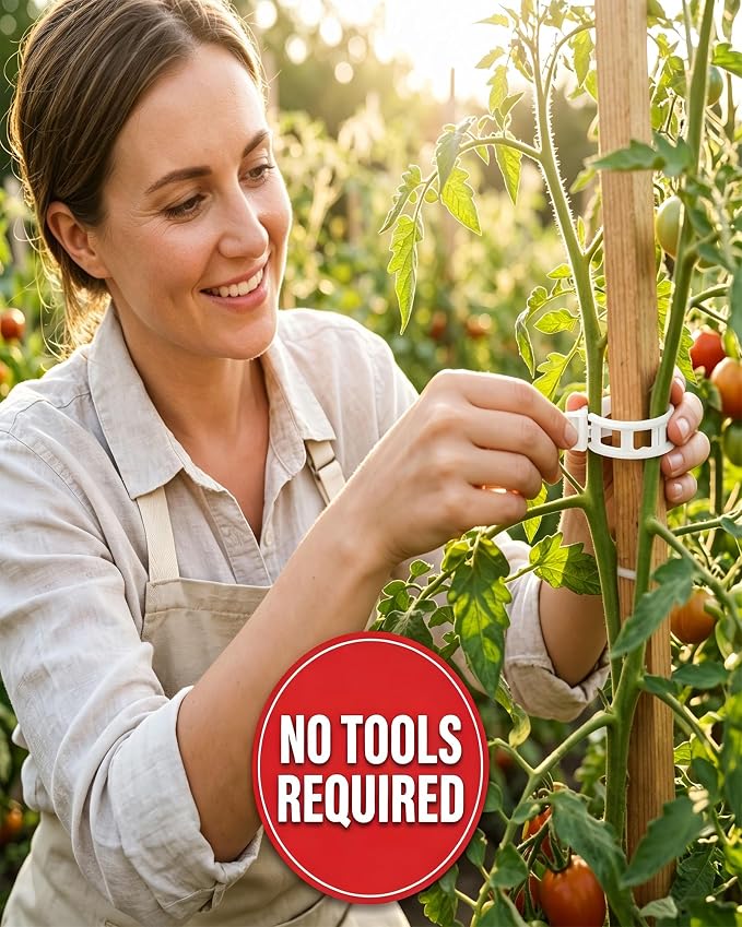 300 PCS Plant Clips for Climbing Plants, Tomato Twine for Trellis String Support, Grape Vine Tomato Vine Vegetables Plants Garden Support Clips to Grow Upright (Black,300)