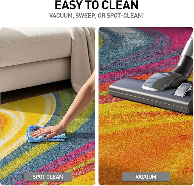 Rugshop Waves Non-Slip Contemporary Modern Runner Rug Multi 2' x 7' | Rectangular, Size 2' X 7', Living Room, Bedroom, Dining Room, Home Office, Kitchen, Entryway, Hallway, Nursery, Kids Room