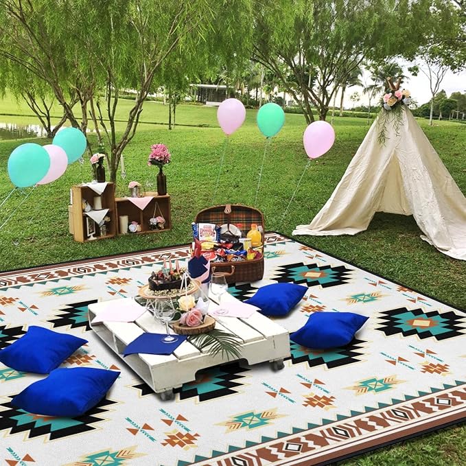 Boho Picnic Blankets Waterproof Foldable, 60’‘x80'' Portable Dual Layers Outdoor Travel Camping Picnic Backpacking Hiking Beach Blanket Mat for Grass Padded Lawn Park Beach ,Picnic Accessories