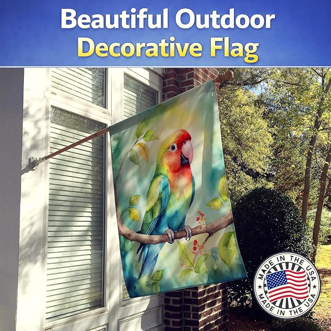 Caroline's Treasures Lovebird House Flag Large Porch Sleeve Pole Decorative Outside Yard Banner Artwork Wall Hanging, Polyester, House Size, Multicolor