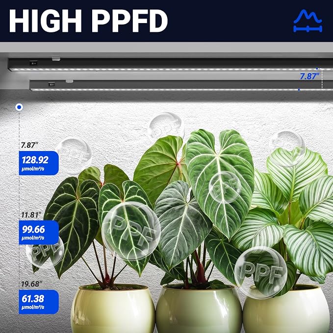 Barrina T5 Plant Lights for Indoor Growing, 4FT 160W (8 X 20W) Led Grow Light with Magnetic Design, Full Spectrum Grow Light Strip with Black Cover, Plug and Play, 5000K, 8 Packs