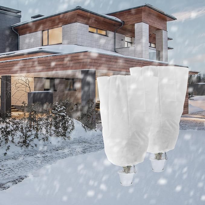 Alpurple 4 Packs Winter Zipper Plant Covers - 47" X 31.5" Warm Plant Protection Cover Bags, Frost Cloth Blanket Protecting Fruit Tree Potted Plants from Freezing Animals Eating