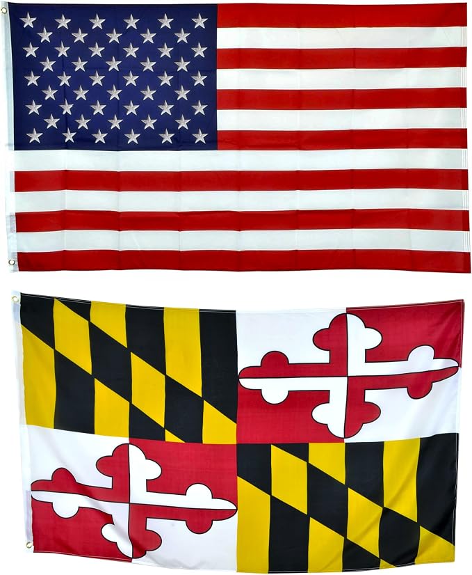 Shop72 American Flags for Outside, Set of Maryland State with 3x5 American Flag, For Outdoor and Indoor, Allegiance to USA, This Garden Banner Made Heavy Duty, Bandera De Estados Unidos