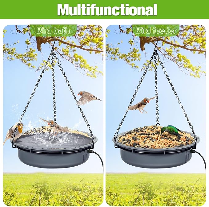 Saillong Bird Baths for Outdoors, Bird Bath Bowl Water Feeder Outdoor for Hummingbirds for Garden Yard Patio Lawn, Ideal for Attracting Birds (Handing Style)